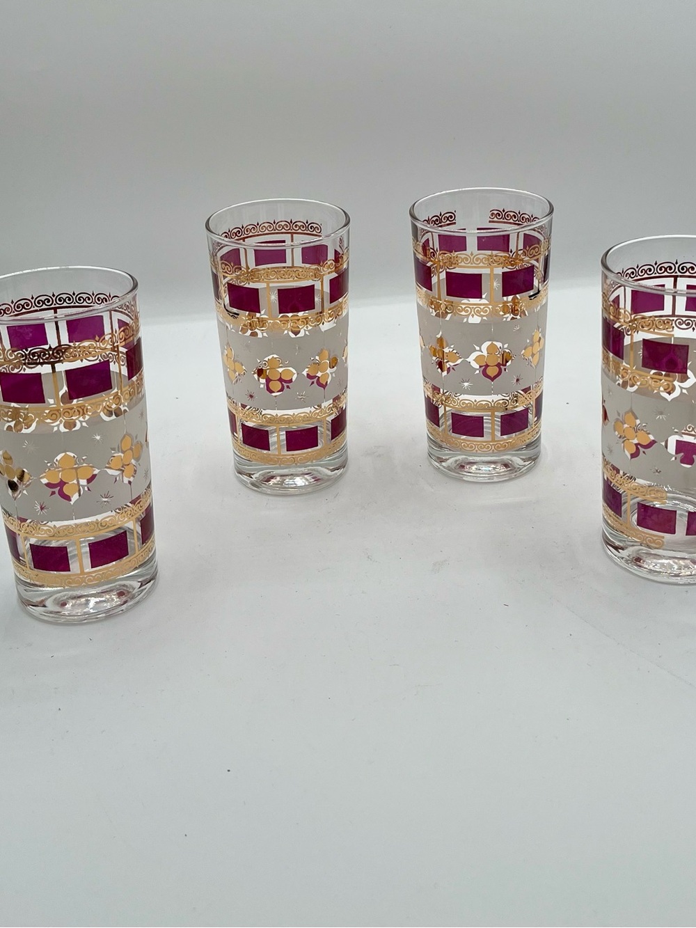 mid century Anchor Hocking Elegance Highball Tumblr Glasses Gold Atomic Set Of 4